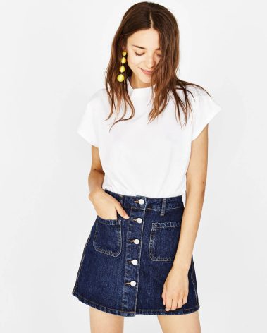 Women’s Mini Jean Skirt Stretchy High Waist Denim Bodycon Short Skirts for Women with Pockets
