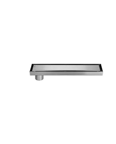 TSHH 12 inch Linear Shower Drain with Plate Cover or Tile Insert,Rectangle Shower Floor Drain Offset Side Outlet Stainless Steel Brushed Finish,11.8x4.3 Inch