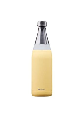 Aladdin Fresco Thermavac Stainless Steel Water Bottle 0.6L Lemon Yellow – Leakproof - Keeps Cold for + 10 Hours - BPA-Free - Dishwasher Safe - Reusable Thermos Flask with Durable Finish