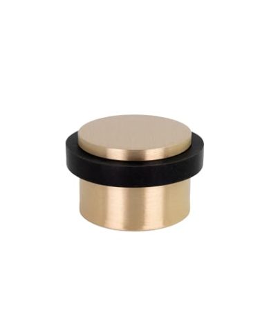 EVI Herrajes | Adhesive Brass Door Stopper | Ø1,1x0,82 Inch | Floor Installation | Black Shock Absorber | Mod. I-103MT