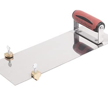 Marshalltown Stainless Steel Hand Edger with Adjustable Groover, Concrete, Curved, 14 Inch by 5 Inch, 1/2 Inch Edger Radius, 1/2 Inch Bit Depth, DuraSoft Handle, Made in The USA, 3489D