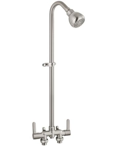 Aolemi Outdoor Shower Fixtures Kit Faucet System 3 Inch Center with Showerhead 2 Handle Exposed Shower with Brass Mix Valve Brushed Nickel