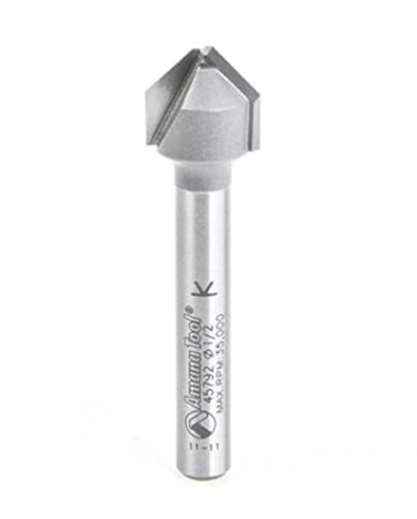 Amana Tool - 45792 Carbide Tipped Double Edge Folding V-Groove 90 Deg x 0.090" Tip Wid
