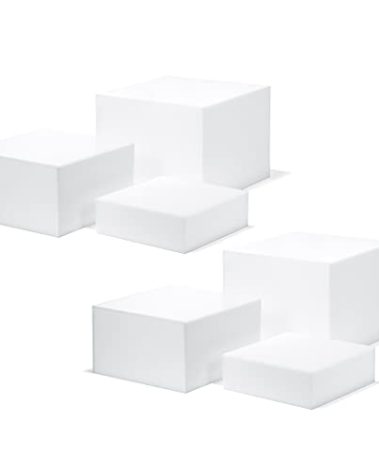 Red Co. Set of 3 Glossy White Acrylic Cube Display Nesting Risers with Hollow Bottoms - 2 Pack