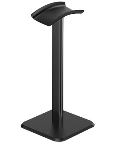 Nayubo Headphone Stand, Universal Headset Display Hanger Rack Aluminum Headset Holder with Flexible Headrest Gaming Headset Stand Earphone Stand for All Headphones Size (Black)