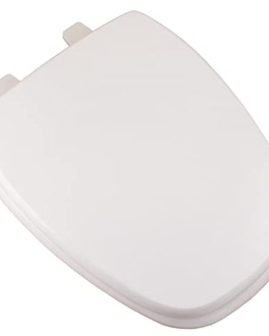 Comfort Seats C050WD00 Deluxe MDF Wood Elongated Toilet Seat and Plastic Hinges, White