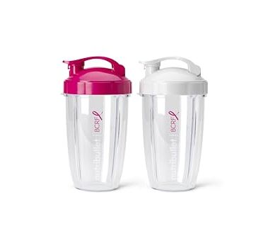 nutribullet® 24 oz To-Go Cups and colored flip-top lids (Pink/White)