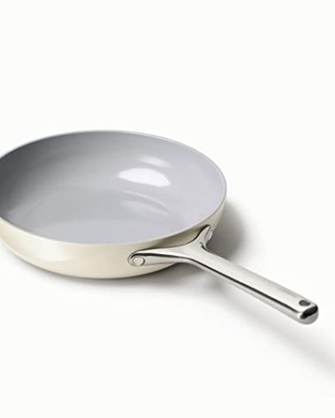 Caraway Nonstick Ceramic Frying Pan (2.7 qt, 10.5") - Non Toxic, PTFE & PFOA Free - Oven Safe & Compatible with All Stovetops (Gas, Electric & Induction) - Cream