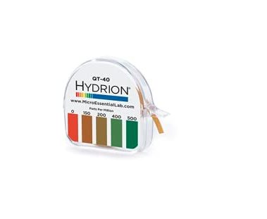 HYDRION QT-40 Quaternary Sanitizer Test Tape 15 feet Roll Quat Color Chart 0-500 ppm Range for 4 Chain Sanitizers