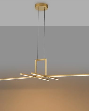 Zicbol 47" Gold Linear Pendant Lights Kitchen Island 6-Lights LED Dimmable Hanging Pendant Lights Fixture Pool Table Light Fixture Modern Minimalist Linear Chandelier for Dining Room Island Light