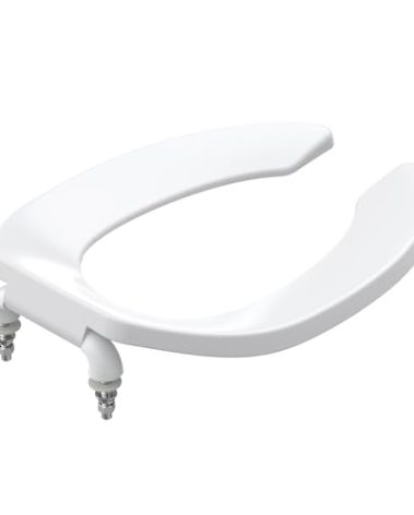 Commercial Heavy Duty Open Front Toilet Seat Without Cover Will Never Loosen and Reduce Call-Backs,Public Toilet Lid Elongated Safe, for Office,Church,Hospital(White 18.5")