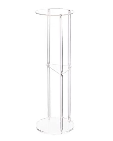 HMYHUM Clear Acrylic Drink Table for Small Spaces, Small Martini Drink Side Table for Living Room, 3 Tiers, C Shaped, 8" L x 8" W x 26" H