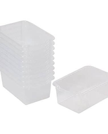 ECR4Kids Scoop Front Storage Bins, Multipurpose Organization, Clear, 10-Piece