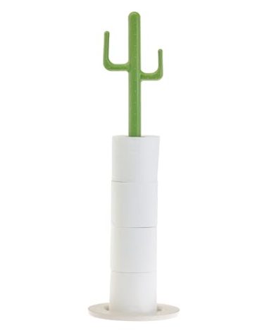 Vigar Cactus Toilet Paper Holder, Eco-friendly Bioplastic and Bamboo Bath Roll Stand with Cactus-shaped Handle