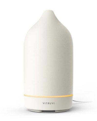 Vitruvi Stone Diffuser, Ceramic Ultrasonic Essential Oil Diffuser for Aromatherapy | Ceramic Diffuser, Diffusers for Home, Oil Diffuser, Housewarming Gift | White, 90ml Capacity