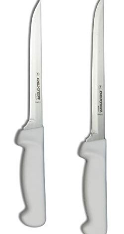 Dexter-Russell 7" and 8" Fillet Knife w/Polypropylene White Handle,Boning Knife, Flexible Fillet Knives for Meat Fish Poultry Chicken,bundle