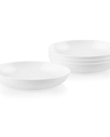 Corelle 4-Pc Versa Bowls for Pasta Salad and More, Service for 4, Durable and Eco-Friendly 30-Oz, Compact Stack Bowl Set, Microwave and Dishwasher Safe, White