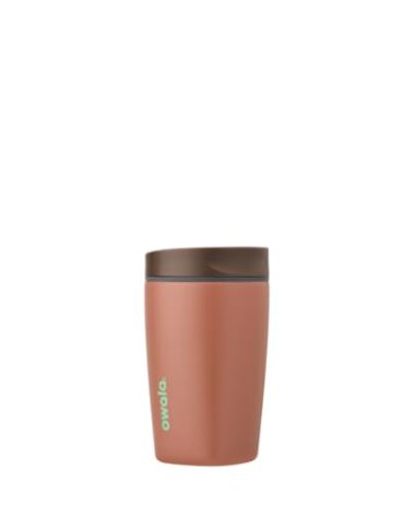 Owala SmoothSip Slider Insulated Stainless Steel Coffee Tumbler, Reusable Iced Coffee Cup, Hot Coffee Travel Mug, BPA Free 12 oz, Grey/Brown (Cozy Cocoa)
