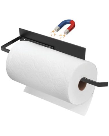 Paper Towel Holder, Magnetic Paper Towel Holder for Fridge, Toilet Paper Roll Holder Magnet Towel Rack Wall Mount Fridge Organizer for Paper Towels Rolls Bathroom Pantry RV Kitchen Storage