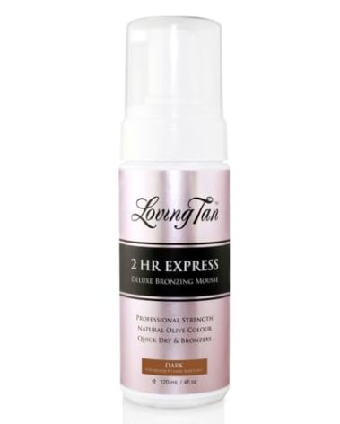 Loving Tan 2 HR Express Self Tanning Mousse, Dark - Streak Free, Natural, Professional Quality - 5+ Sunless Self Tanner Applications per Bottle, Cruelty Free, Naturally Derived DHA - 4 FL Oz