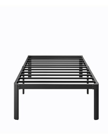 LAKKURI 16 Inch High Twin XL Bed Frame No Box Spring Needed, Platform Metal XL Twin Bed Frame, Heavy Duty, Easy Assembly, Noise Free, Black