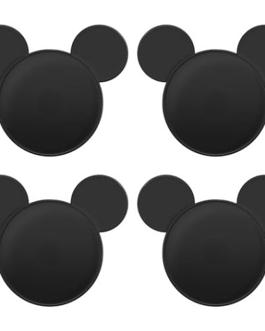 Funny Mouse Ears Coasters Non-Slip Black Drink Coasters for Bars, Party, Office, Home Decor Tabletop Protection Birthday Wedding Housewarming Easter Gifts Ideas - Set of 4