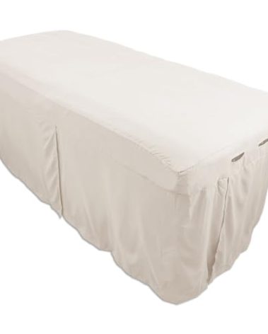 Microfiber Massage Table Skirt by Body Linen - Massage Table Bed Skirt to Fit Standard Size Massage Tables - Lightweight, Super Soft and Stain-Resisting - Color = Natural