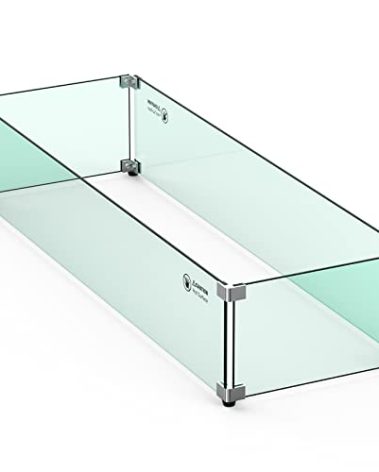Skyflame Fire Pit Glass Wind Guard, 36" x 11.5" Tempered Glass Windscreen Fits for Linear Firepit Burner Pans, Clear/Thick Fire Table Glass Shields for Outdoor Propane and Gas Pits
