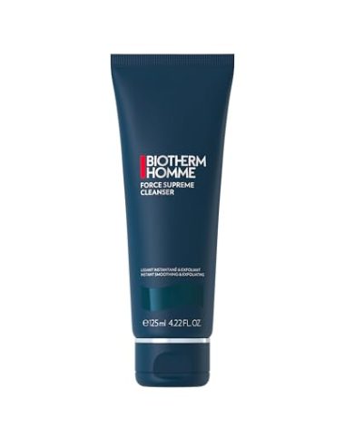 Biotherm Force Supreme Cleanser, Smoothing & Exfoliating Face Cleanser for Men with Blue Algae, Cedar Bud Extract & Exfoliating Micro-Particles, for Soft and Comfortable Skin, 4.2 Fl. Oz.
