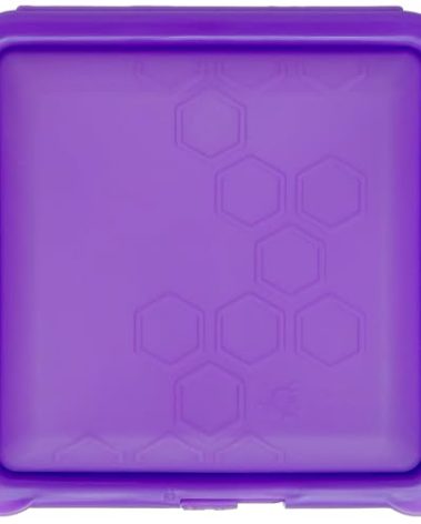 Big Bee, Little Bee - SoftShell Reusable Silicone Food Storage Container with Connected Clamshell Lid, Easy to Clean, Snaps Closed, Microwave, Freezer & Dishwasher Safe (Grape)