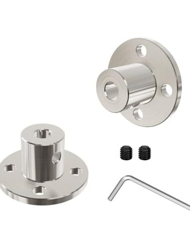 FOCMKEAS 6.35mm(1/4 in) Flange Shaft Coupling, Rigid Coupling Motors Guide Support Coupler, High Hardness Connector Flanged Mount for DIY RC Model Motors Coupler with Set Screws & Wrench
