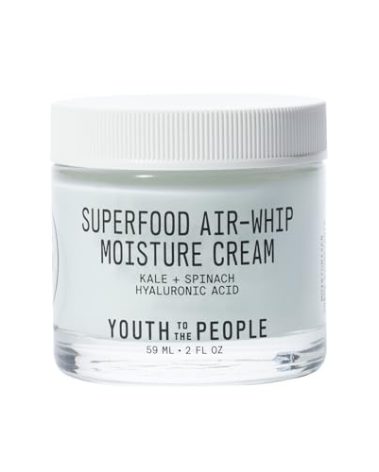 Youth To The People Superfood Air-Whip Moisture Cream - Kale + Green Tea Face Moisturizer, Hydrates Up to 48HR for Plump, Glowing Skin, Formulated With Hyaluronic Acid, Non-Greasy - 2 Fl Oz