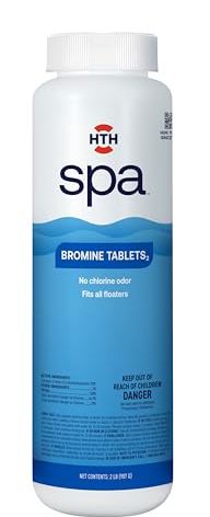 HTH Spa 86109 Bromine Tablets, Chemical Sanitizer for Spas & Hot Tubs - Fits All Floaters for Easy Application, Creates Soft Water Feel, No Chlorine Odor, Eliminates Bacteria & Algae, 2 lbs