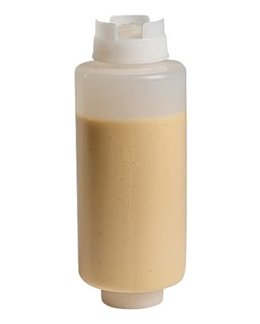 Restaurantware First In First Out 32 Ounce Condiment Squeeze Bottle 6 Refillable Lid FIFO Squeeze Bottle - Precision Dispensing Tip Flexible Clear Plastic Squeeze Bottle For Sauces
