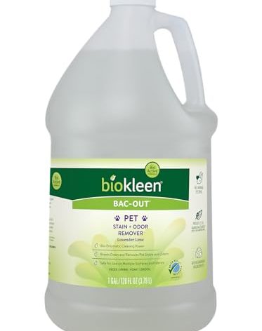 Biokleen Bac-Out Pet Stain Remover - Enzymatic, Natural, Plant-Based Destroys Stains & Odors, Safe for Surfaces & Fabrics, Carpet Cleaner - Eco-Friendly, Lavender Lime Scent, 1 Gallon