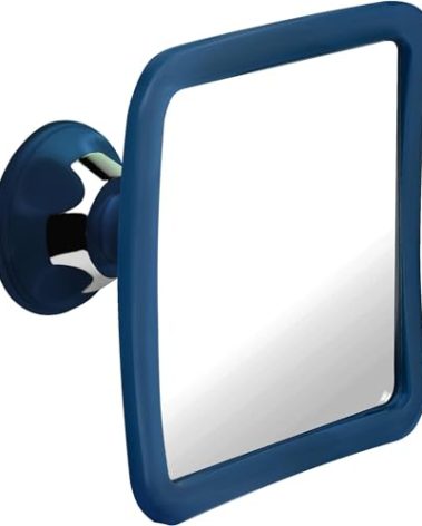 MIRRORVANA Fogless Shower Mirror for Shaving with Upgraded Suction, Anti Fog Shatterproof Surface and 360° Swivel, 6.3" x 6.3" (Blue)