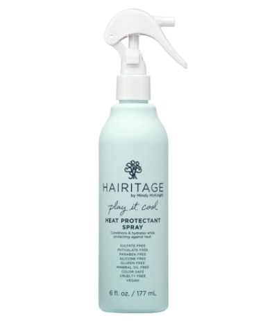 Hairitage Heat Protectant Spray for Hair - Up to 450 Degree Protection + Hydrates + Strengthens Hair - Leaves Hair Smooth + Shiny after Styling - For All Hair Types + Heated Styling Tools - 6 fl oz