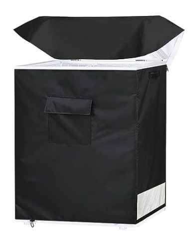 Chest Freezer Covers for Outside(32.5W×22.5D×33.5H)in,Compatible with 7.0 Cubic Feet Chest Freezer,Black Deep Freezer Covers Waterproof Top With Zipper to Open, Outdoor All-season Protection