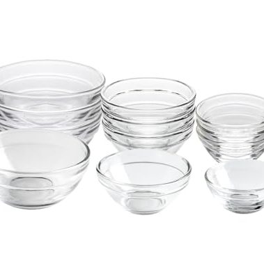 HillSpring 3 Sizes of Glass Prep Bowl Sets, Clear Small Pinch Bowls for Salt, Spices and Chopped Ingredients, 1.5oz/2.5oz/3.5oz, Set of 12