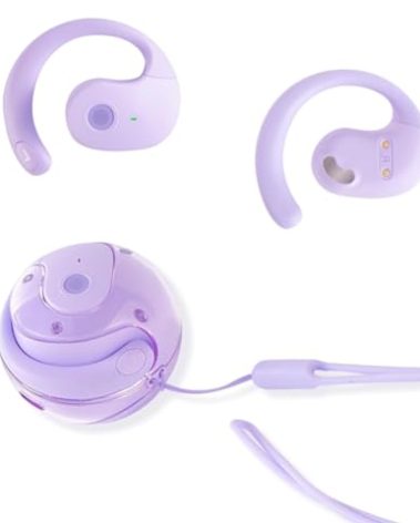Ows Hanging Earphones 5.4 Bluetooth , Air Conduction Wireless Bluetooth Earphone, Bluetooth BT 5.4 Low Latency, Open Ear Headphones IPX5 Waterproof and Noise Reducing Touch Sports Earphones Purple