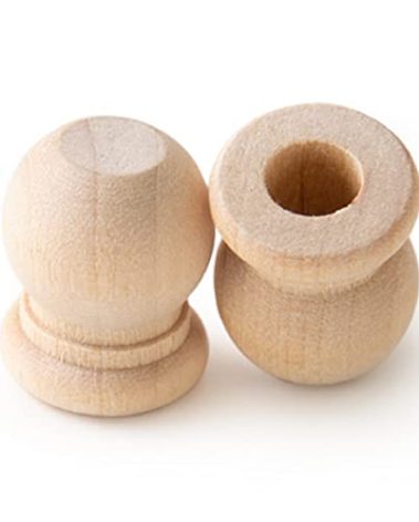 Pinehurst Crafts Wood Dowel Rod Finials, 3/4 Inch Tall with 1/4 Inch Hole, Pack of 12