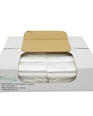 TYPLASTICS Trash Can Liner - Wholesale 1000 Count Garbage Bags on Perforated Roll 7-10 Gallon Multipurpose for Office Bathrooms Business Home Commercial and Industrial Needs 24" x 24"