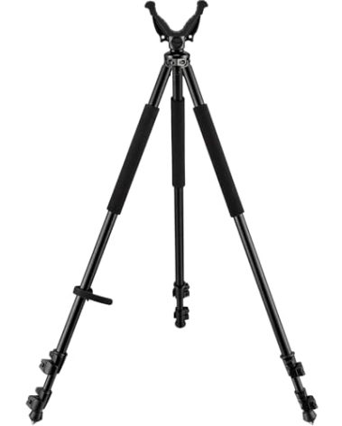 Trakiom Shooting Tripods for Rifles with 360° V Yoke Rest, 31.5" - 74" Shooting Sticks for Hunting, Lever Lock, Lightweight Aluminum, High Density Foam Handle and Spike Feet, Black