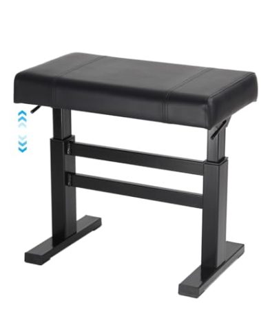 lumizone Height Adjustable Piano Bench Hydraulic Lifting Keyboard Bench with PU Leather Modern Leather Heavy Duty Piano Stool High Density Sponge Lining Alloy Material Gloss