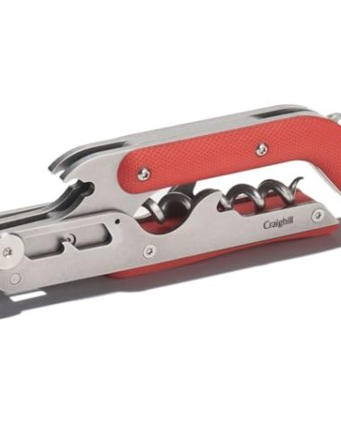 Craighill Best Wine Key - Sommelier Designed Stainless Steel Wine Opener with Corkscrew, Foil Cutter, and Crown Cap Bottle Opener, Heavy Duty - Matte Red