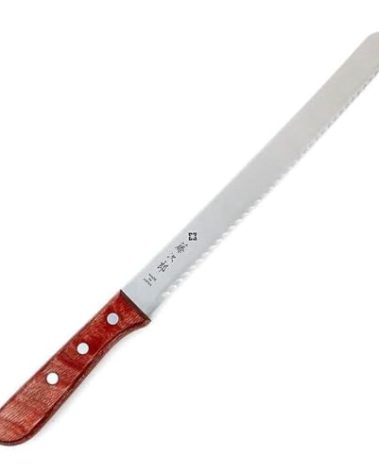 Tojiro Japan Hand Made Bread Knife Slicer Cutter, 14.75", Stainless and Wood - Reinforced Laminated Material