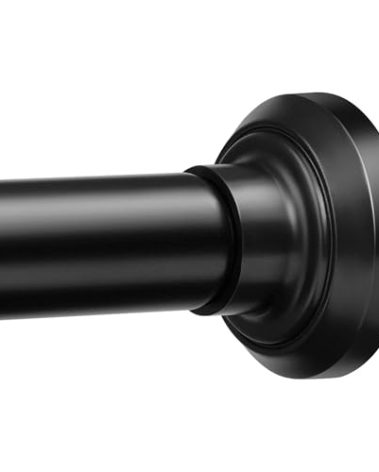 ENJOYBASICS Matte Black Shower Curtain Rod 30 to 52 Inches, 1 Inch Stainless Steel Adjustable Spring Tension Rods No Drill for Bathroom, Closet, Window, Room Divider, Never Rust, Non Slip