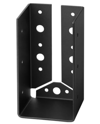GBGS 4 Pcs Black 11 Gauge(1/8" Thick) 4x8 Girder Beam Hanger for Concrete and Masonry, Concealed-Flange Joist Hanger for 4x8 Nominal Post,Inner Width:3-1/2"