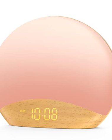 HOUSBAY White Noise Machine Sunrise Alarm Clock, Wake Up Light, Dimmable Night Light, 26 Natural Sounds, Gentle Wake up & Sound Machine for Sleeping, Adults, Kids, Baby-Wooden