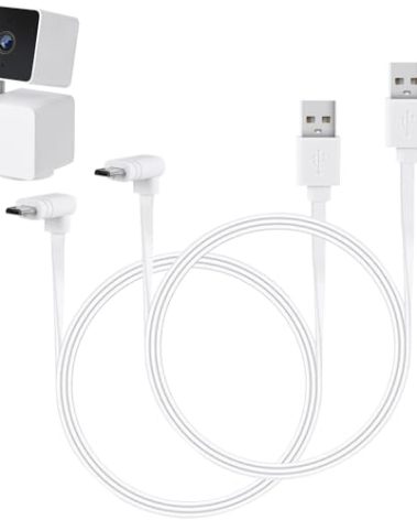 2Pack 10FT/3M Micro USB Extension Cable Compatible with WYZE Cam Pan V3, Waterproof 90 Degree Flat Power Cable Charging Your Cam Pan V3 Continuously - White